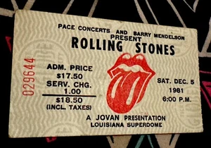 THE ROLLING STONES - TATTOO YOU - 5 DICEMBRE 1981 - LOUISIANA SUPERDOME - BIGLIETTO - Foto 1 di 2