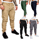 Hombres Ajustado Urban Pantalones Rectos Informal Lápiz Corredor Cargo Cali <
