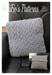 Knitting Pattern for Cable Cushion Cover, 2 sizes, KP406 - Picture 1 of 8