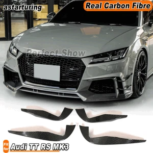 Fit For Audi TT RS MK3 2016-18 REAL Carbon Front Bumper Splitters Fins Lip 4PCS - Picture 1 of 11