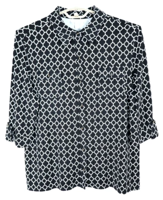 Blusa para mujer CHARTER CLUB gruesa elástica de nailon manga 3/4 negra blanca talla XL Foto 1 de 4