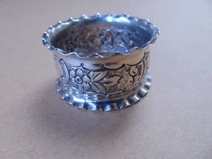 WUNDERSCHÖNER JUGENDSTIL EDWARDIANISCHER SERVIETTENRING STERLINGSILBER BLUMEN 1904 - Bild 1 von 7