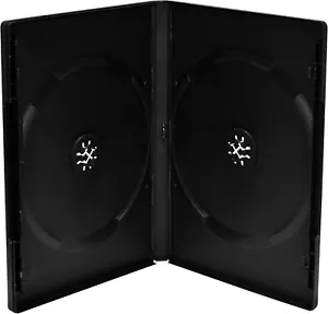 50 Double DVD Case Cases 14mm Spine Black Clear Sleeve Front Cover BOX12 - Afbeelding 1 van 1