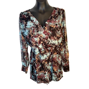 BCBG - Womens S Romper Jumpsuit V Neck Abstract Pattern - Picture 1 of 18