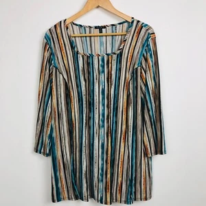 Sami & Jo Women's Striped 3/4 Sleeve Top Square Neckline Shirt Blouse Size 1X - Picture 1 of 5