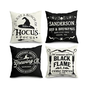 Halloween Decorations Pillow Covers 18x18 Set of 4 Halloween Decor Indoor Out... - Picture 1 of 6