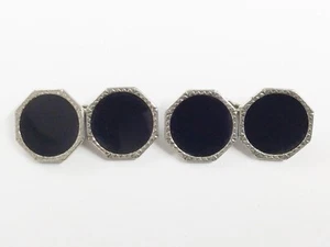 ANTIQUE ART DECO ENAMEL CUFFLINKS - Picture 1 of 3