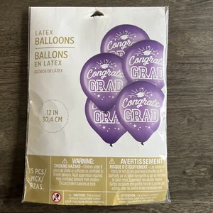 Globos de látex morados de graduación de 12 pulgadas 15 por paquete suministros morados decoraciones - Imagen 1 de 2
