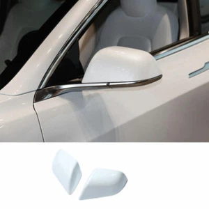 2P For Tesla Model 3 2017-2022 White Rear View Side Mirror Cover Trim Repacement - Imagen 1 de 6