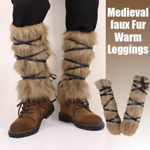 Nuevo Medieval Imitación Piel Cálido Leggings Peludos Botas Cubierta Polaina Juegos con disfraces - Imagen 1 de 10