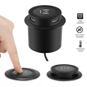 30W Wireless Charger Embedded Desktop Fast Wireless Charging Base Dual USB Port - Picture 1 of 15