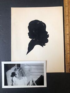 Vintage 1940’s Audrey Waite Hand Cut Paper Silhouette Long Hair Girl + Photo