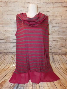 French Laundry Womens Blouse Size M Striped Burgundy Sleeveless Polyester NWT - Picture 1 of 7