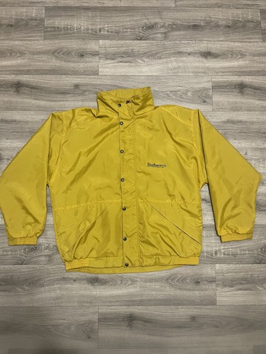GIACCA BOMBER BURBERRYS VINTAGE ANNI '90 RARA NYLON GIALLO FRANGIVENTO TAGLIA L