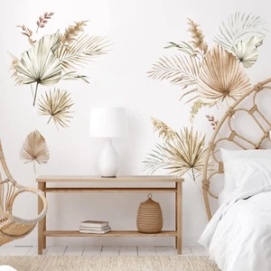 Decalmile Boho Palm Leaves Wall Decals Large Leaf Plants Wall Stickers Decor Bed - Picture 1 of 12