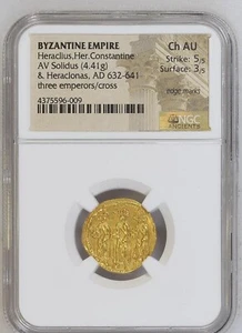 BYZANTINE EMPIRE AD 632-641 Heraclius,Her.Constantine AV Solidus - Picture 1 of 2