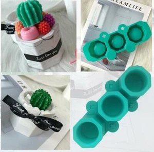 NEW 3-Flower Pot Silicone Molds Soap Cake Candy Tart Chocolate Ice Cube Mould - Picture 1 of 4