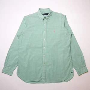 Ralph Lauren Mens Green Button-Up Plaid Logo Shirt Large - Picture 1 of 6