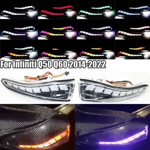 RGB LED Mirror Sequential Fog Light &Signal Light for Infiniti Q50 Q60 2014-2022 - Picture 1 of 15