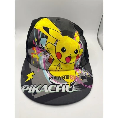 Gorra de béisbol Pokemon Pikachu lista para la batalla juvenil ajustable negra amarilla Foto 1 de 4
