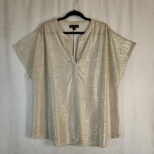 INC International Concepts Shimmery Metallic Gold Top Holiday Flowy Plus Size 3X - Picture 1 of 6