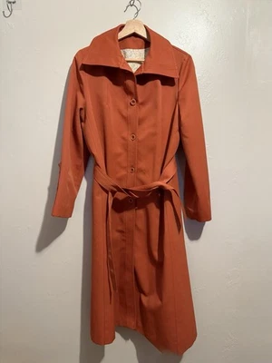 Vintage Forecaster Boston Button Down Trench Coat w/Belt Size 13/14 Burnt Orange - Image 1 of 4