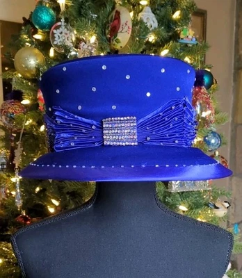 Sombrero de iglesia Lisa Rene vintage con cuentas, pedrería, púrpura, con caja Foto 1 de 4