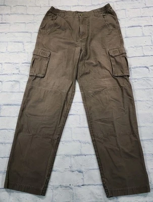 Calça de trabalho Cabelas Cargo masculina 34x34 marrom lona joelho duplo frente plana Y2K - Imagem 1 de 4
