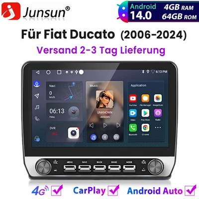 10.1'' Für Fiat Ducato 2006-2024 4+64GB Carplay Android 14 Autoradio GPS NAVI 4G - Bild 1 von 4