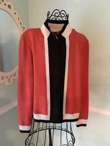 Chaqueta Cárdigan St. John Sport Marie Gris Tejido Naranja Cremallera Talla L Santana - Imagen 1 de 9