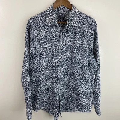 Van Heusen Flex Shirt Mens XL Slim Stretch Navy Blue Floral Long Sleeve Button - Image 1 of 4