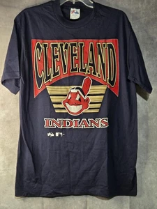 Vintage 1995 Cleveland Indians American League T-Shirt USA Mens L NWOT Majestic - Picture 1 of 6