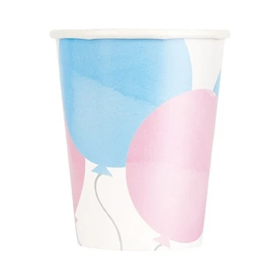 Gender Reveal Party Compostable Paper Cups 270ml - Pack of 8 - Image 1 of 2