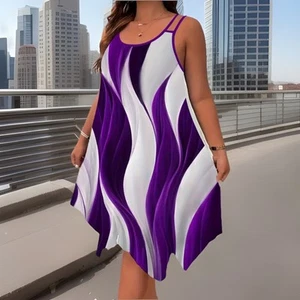 Plus Size 3XL Purple Sundress โ Flowy Summer Dress w/ Double Straps Hem - Picture 1 of 4