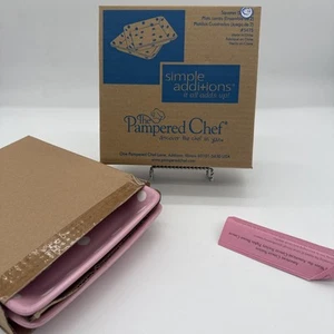 Pampered Chef Simple Additions Square Plates Pink/White Polka Dots New - Picture 1 of 4