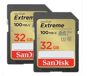 2x SanDisk 32GB Extreme Plus SDHC card, up to 90 MB/s UHS-I Class 10, U3, V30 - Picture 1 of 9