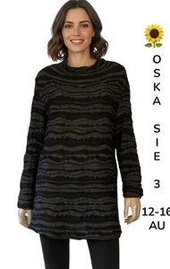🌻OSKA LADIES AVANT GARDE LIGHT  KNITTED TUNIC TOP BLACK GREY SIZE 3/ 12-16AU - Bild 1 von 12