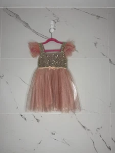 Toddler Girls Frozen Sequin Glitter Birthday Party Pink Princess Flower Dress - Picture 1 of 6
