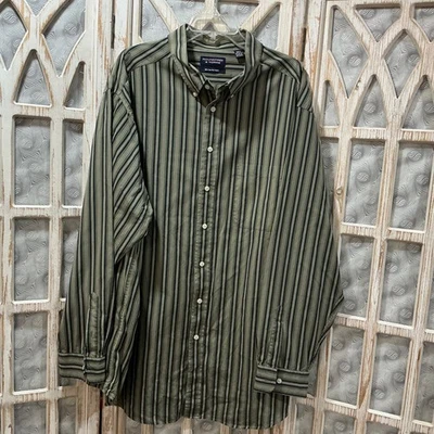 Camisa social masculina listrada verde ROUNDTREE&YORKE tamanho 3XT - Imagem 1 de 4