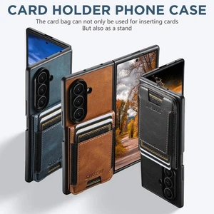 Premium Real Litchi Pattern Leather Card Back Case for Samsung Galaxy Z Fold 7 - Foto 1 di 13