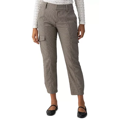 SANCTUARY WOMENS SIZE 32 POLISHED HOUNDSTOOTH PRINT CARGO PANT BROWN NEW - Image 1 of 4