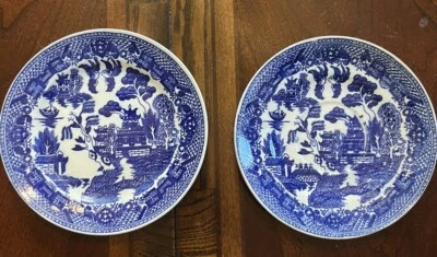 Platillos japoneses antiguos de sauce azul (2) Foto 1 de 4