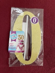 Baked With Love CAKE TOPPER GOLD GLITTER #0 ZERO Birthday Cake ** NEW ** - Picture 1 of 1
