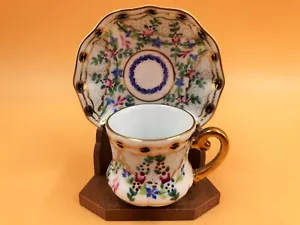 Paris Royal Limoges floral miniature decorative / display tea cup & saucer. - Picture 1 of 9