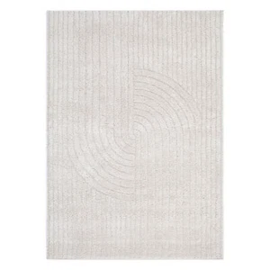 Tetbury Beige Curved Lines Design Soft Pile Shaggy Floor Rug - 5 Sizes - Picture 1 of 6