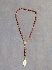 Vintage Rosary Necklace Red Beads 