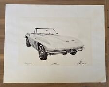 Leonard Kik - 1966 Corvette Lithograph Signed Print Art - 1975 222/2000 Limited