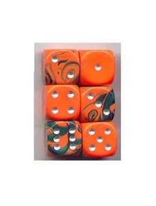 NEW Dice Set of 6 D6 (15mm) - Toxic Orange-Green - Picture 1 of 1