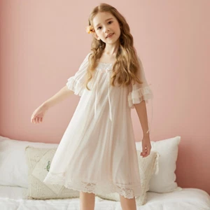 1x Fairy Girl Lace Mesh Nightdress Princess Sleepwear Summer Nightgowns Cute New - Picture 1 of 24