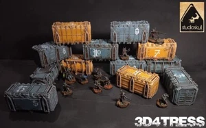 3D Printed Container Bundle set of 12 pcs Smoke & Steel Terrain Scenery Painted - Picture 1 of 8